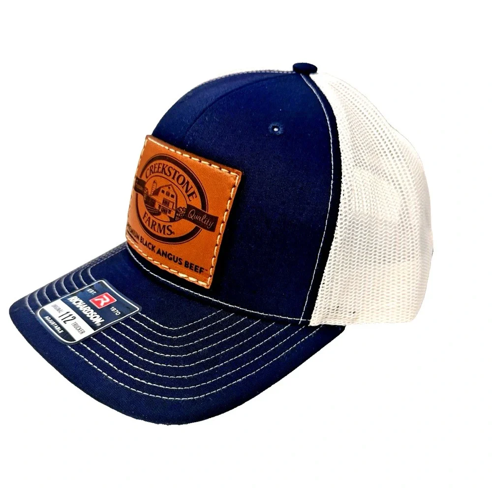 Richardson WR Snapback Trucker Hat Cap Creekstone Angus Cattle Leather Logo